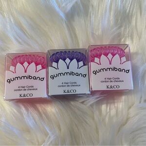 Gummiband Hair Cords Set - Pink and Purple